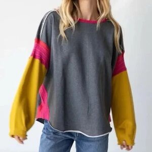 NATURAL LIFE Colorblock Gray Sweatshirt